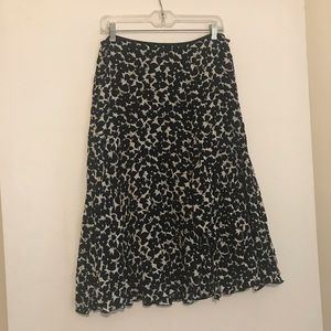 Nine West black and white silk cascade skirt